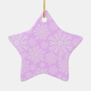Ornement En Céramique Pastel Pink Et Blanc Snowflakes Motif De Noël