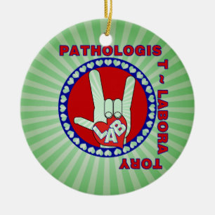 ORNEMENT EN CÉRAMIQUE PATHOLOGUE CARRÉ ASL LOVE LOGO