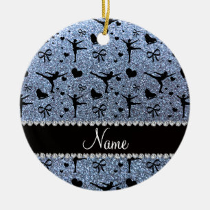 Ornement En Céramique Patinage artistique bleu en pastel nommé fait sur