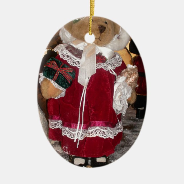 Ornement En Céramique Patinage de Noël Collection d'ours en peluche. (Devant)