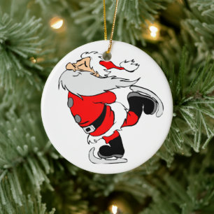 Ornement En Céramique Patinage du Père Noël