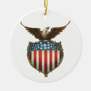 Ornement En Céramique Patriotisme vintage, aigle fier au-dessus du drape