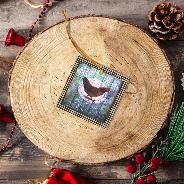 Ornement En Céramique Pays Poulet ferme OEufs frais Ephemera (Créateur téléchargé)