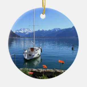 Ornement En Céramique Paysage de lac geneva, Montreux, Suisse