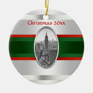 Ornement En Céramique Paysage urbain de NYC : Empire State Building Xmas