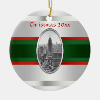 Ornement En Céramique Paysage urbain de NYC : Empire State Building Xmas