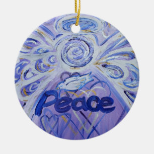 Ornement En Céramique Peace Angel Word Art Cadeau de vacances