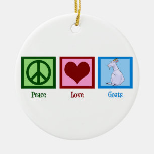Ornement En Céramique Peace Love Goats Cute Farm Animal Christmas