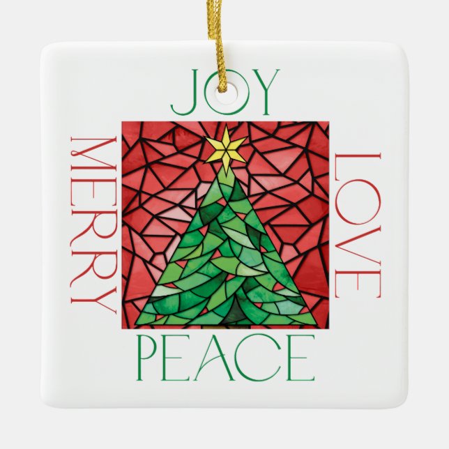 Ornement En Céramique Peace Love Joy Joyeux Ornament Photo (Devant)