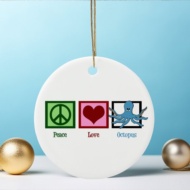 Ornement En Céramique Peace Love Octopus bleu (Créateur téléchargé)