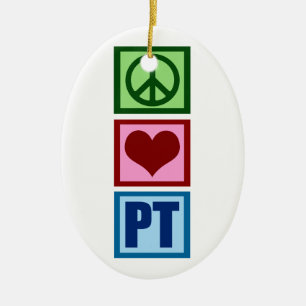 Ornement En Céramique Peace Love PT physiothérapeute Noël