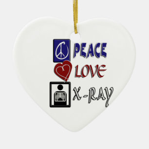 ORNEMENT EN CÉRAMIQUE PEACE LOVE X-RAY RADIOLOGY
