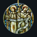 Ornement En Céramique Peace on Earth Angels Christmas Ornament<br><div class="desc">Stained glass image of two angels carrying the message "Peace on earth and goodwill to men,  glory to God in the highest".</div>