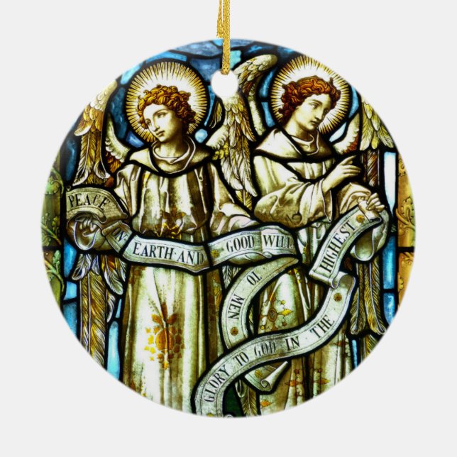 Ornement En Céramique Peace on Earth Angels Christmas Ornament (Dos)
