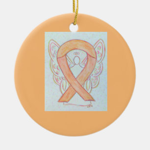 Ornement En Céramique Peach Awareness Ribbon Angel Custom Art Ornaming