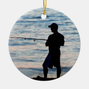 Ornement En Céramique Pêche au surfcasting à l'ornement du crépuscule 6