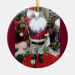 ORNEMENT EN CÉRAMIQUE PÊCHE PÈRE NOËL CHRISTMAS ORNAMENT