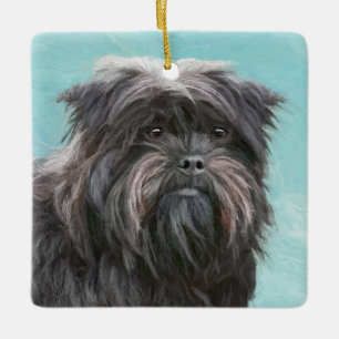 Ornement En Céramique Peinture Affenpinscher - Joli art original chien