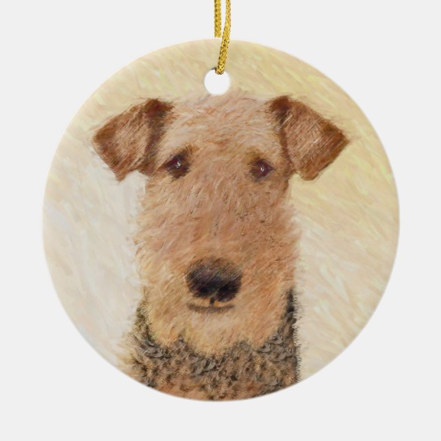 Ornement En Céramique Peinture Airedale Terrier - Cute Original Art (Devant)