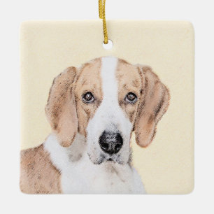 Ornement En Céramique Peinture American Foxhound - Art Original et Migno