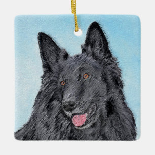 Ornement En Céramique Peinture belge Sheepdog - Cute Original Chien Art