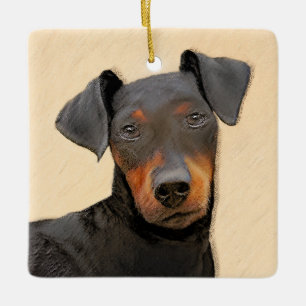 Ornement En Céramique Peinture de Manchester Terrier Art Animalier Origi
