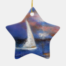 Peinture de paysage marin de voile de port de