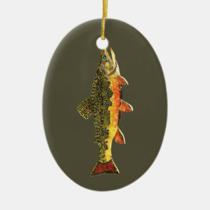 Ornement En Céramique Peinture de poissons de truite broyée