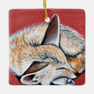 Ornement En Céramique Peinture Fennec Fox