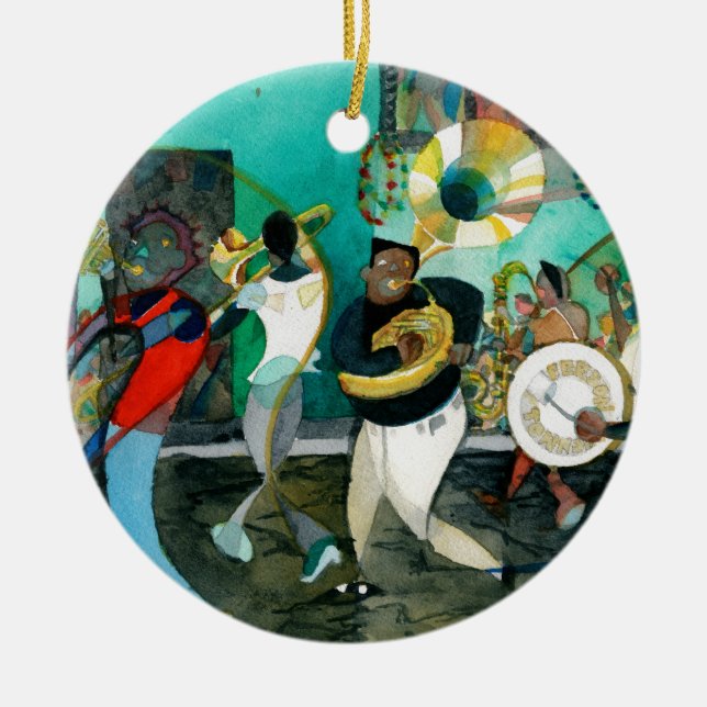 Ornement En Céramique Peinture "jazz de musique de la Nouvelle-Orléans " (Devant)