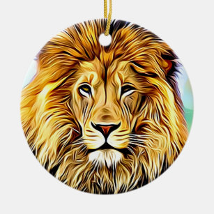 Ornement En Céramique Peinture principale de Digitals de lion