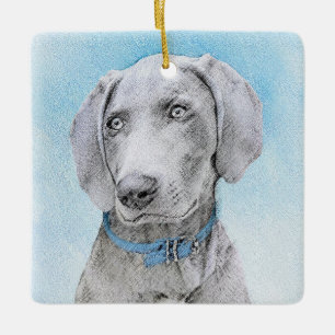 Ornement En Céramique Peinture Weimaraner - Joli art original chien