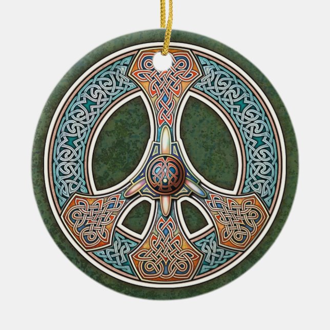 Ornement En Céramique Pendentif/ornement de signe de paix de Knotwork (Devant)