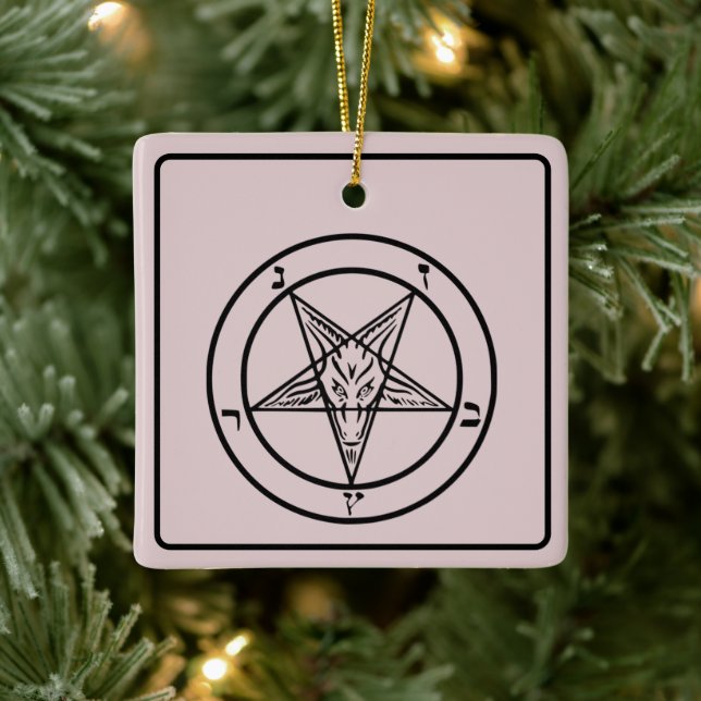 Ornement En Céramique Pentagramme rose Baphomet Satané (Arbre)