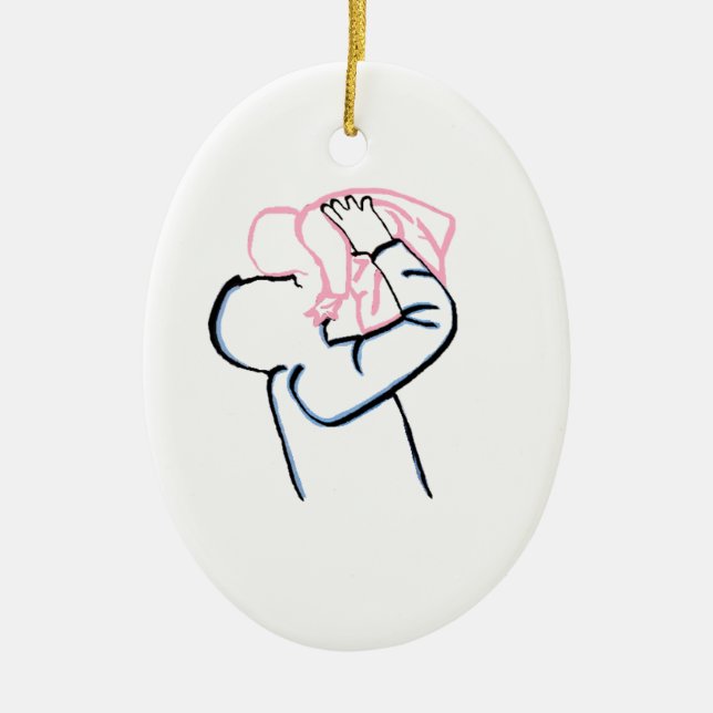 Ornement En Céramique Père et fille. (Devant)