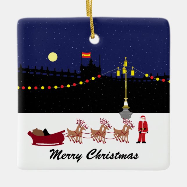 Ornement En Céramique Père Noël À Madrid Ornement Céramique De Noël (Devant)