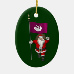 Ornement En Céramique Père Noël Avec Ensigne De Phoenix