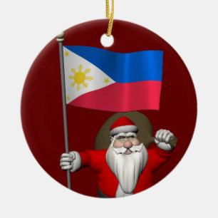 Ornement En Céramique Père Noël Avec L'Enseigne Des Philippines