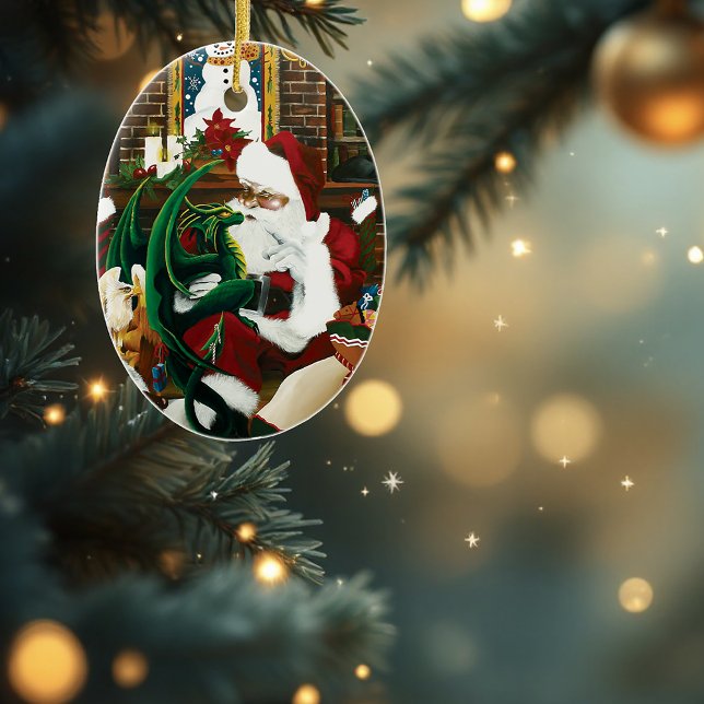 Ornement En Céramique père Noël avec un ami dragon (Créateur téléchargé)