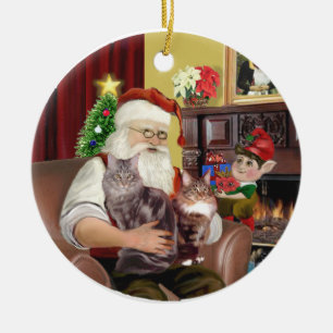 Ornement En Céramique Père Noël - chat Maine Coon 10