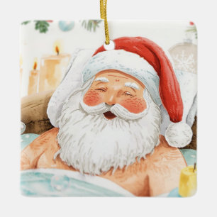 Ornement En Céramique Père Noël dans le spa de la salle de bain thème de