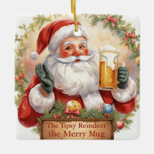 Ornement En Céramique Père Noël de fête de Noël britannique au pub