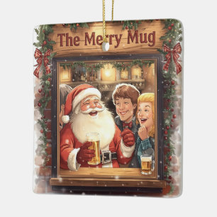 Ornement En Céramique Père Noël de fête de Noël britannique au pub