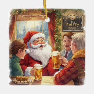 Ornement En Céramique Père Noël de la fête de Noël britannique au pub