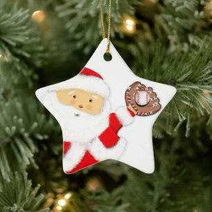 Ornement En Céramique Père Noël de Noël de baseball