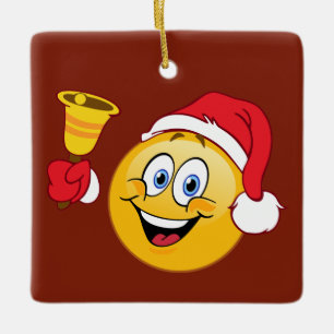Ornement En Céramique Père Noël Emoji avec l'ornement de Noël de Bell