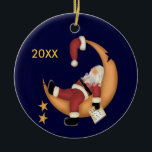 Ornement En Céramique Père Noël endormi sur l'ornement de conservation d<br><div class="desc">Le Père Noël dort sur la lune ! Ce joli ornement de vacances de gardien peut facilement être customisé avec l'année en cours!</div>