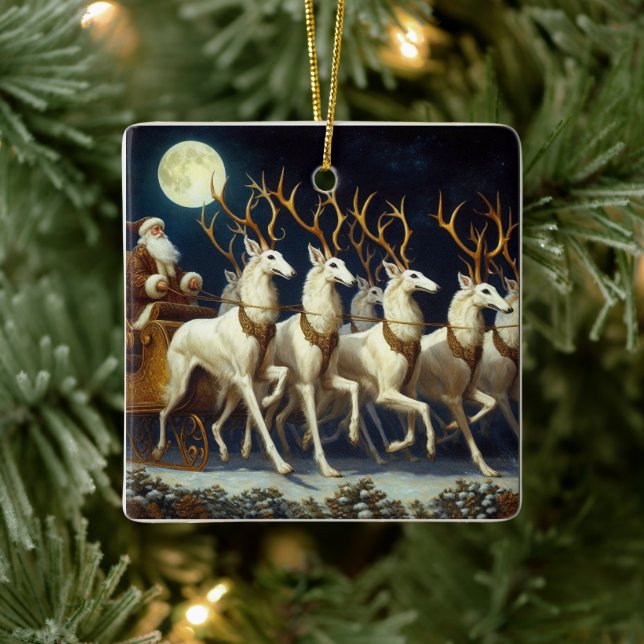 Ornement En Céramique Père Noël Et Zoi Deer (Arbre)