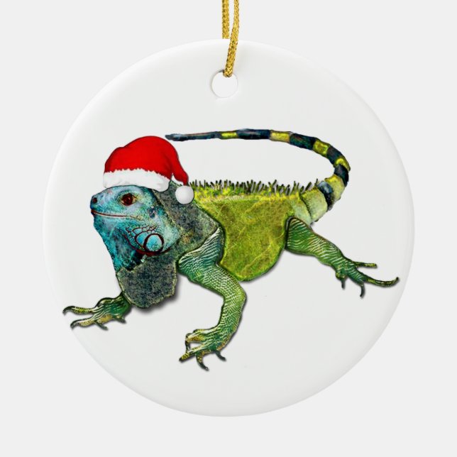 Ornement En Céramique Père Noël Iguana (Devant)