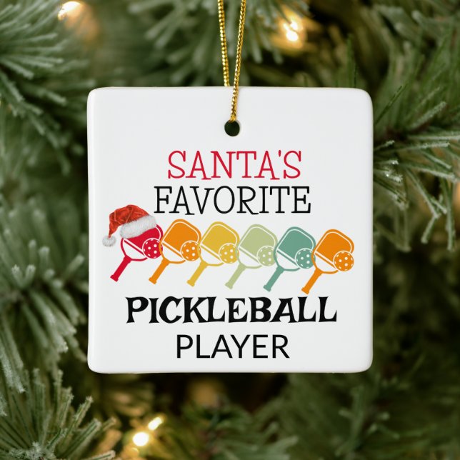 Ornement En Céramique Père Noël Joueur de Pickleball préféré (Arbre)